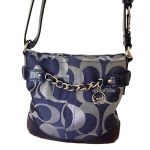 COACH Moto Optic Metallic Chan navy bag